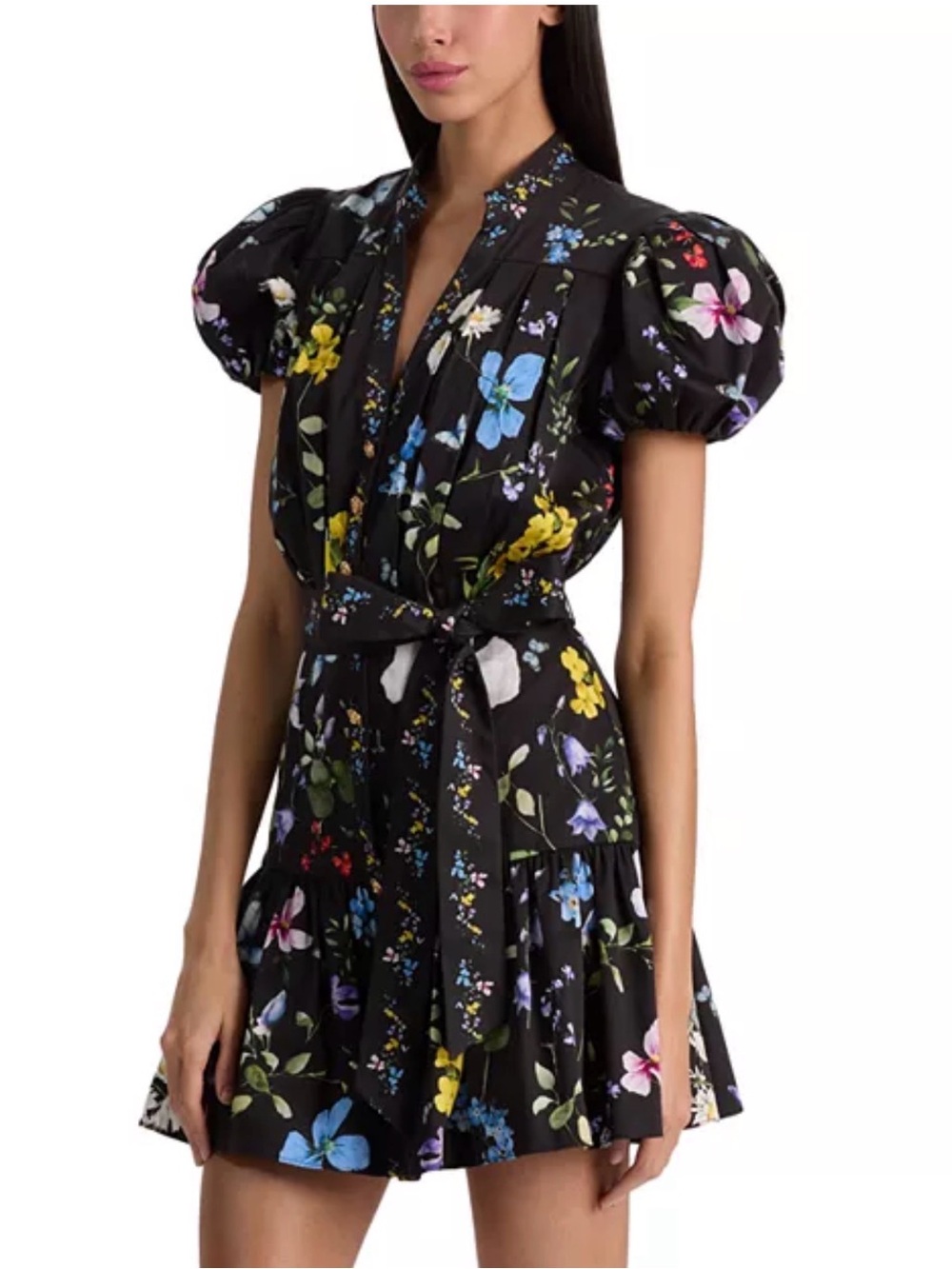Alice + Olivia Cora Floral Tiered Mini Shirt Dress โ Approx. XS - Picture 8 of 14